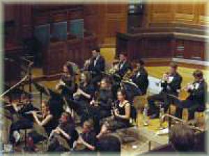 Students playing in orchestra